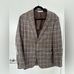 Loro Piana Fabric | Harry Rosen Samuelsohn Silk Plaid Blazer 40R